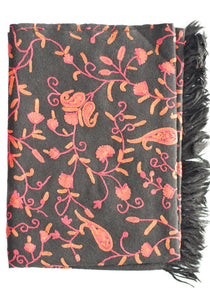 Pashmina Scarf Black With Flowers