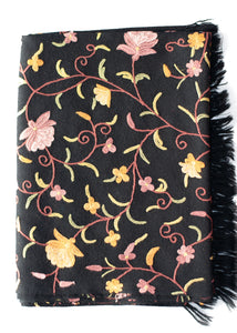 Pashmina Scarf Black With Flowers 2