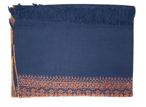 Pashmina Scarf Blue With Thick Border