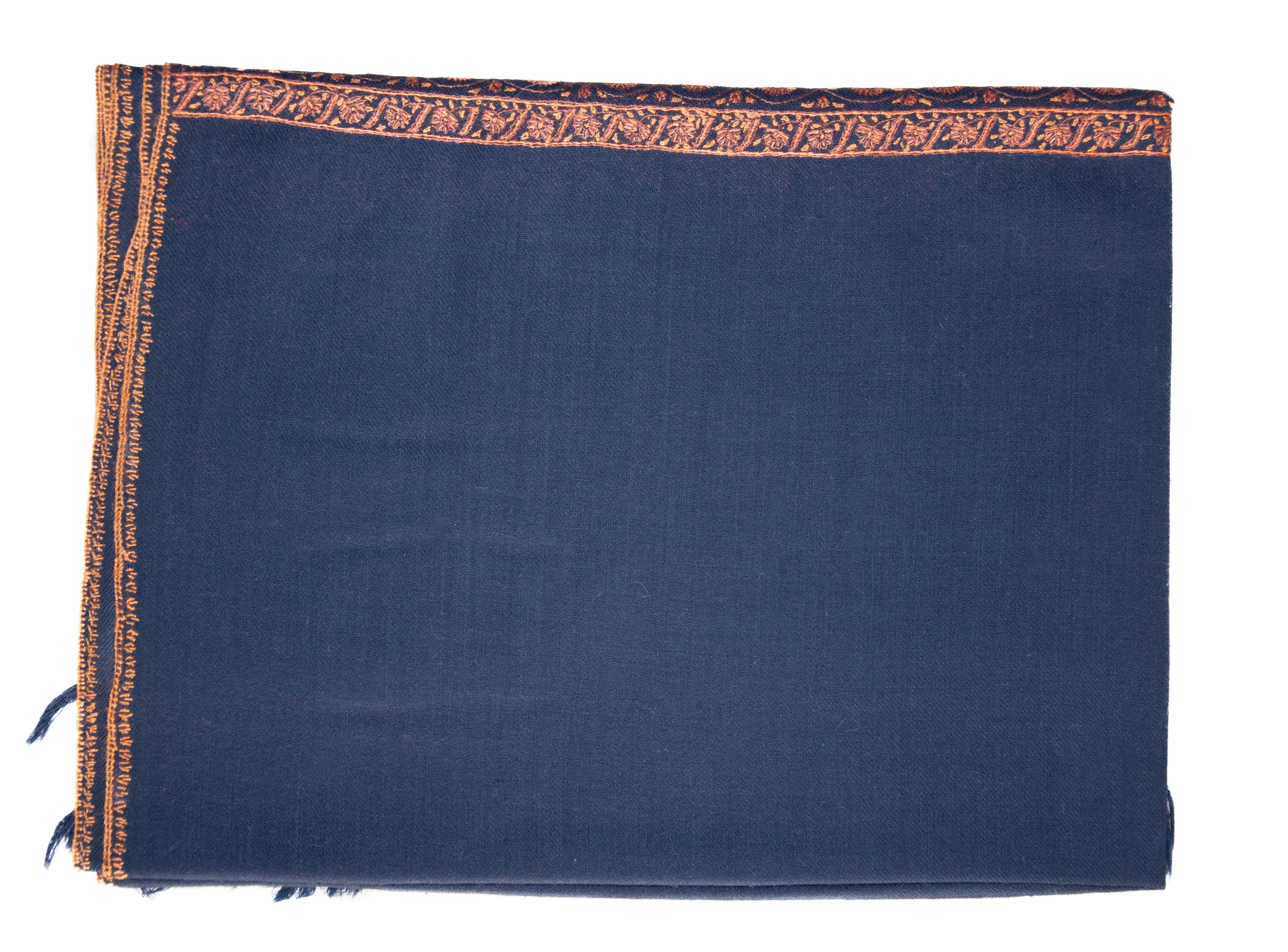 Pashmina Scarf Blue With Thick Border