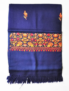 Pashmina Scarf Blue with Pattern And Petal